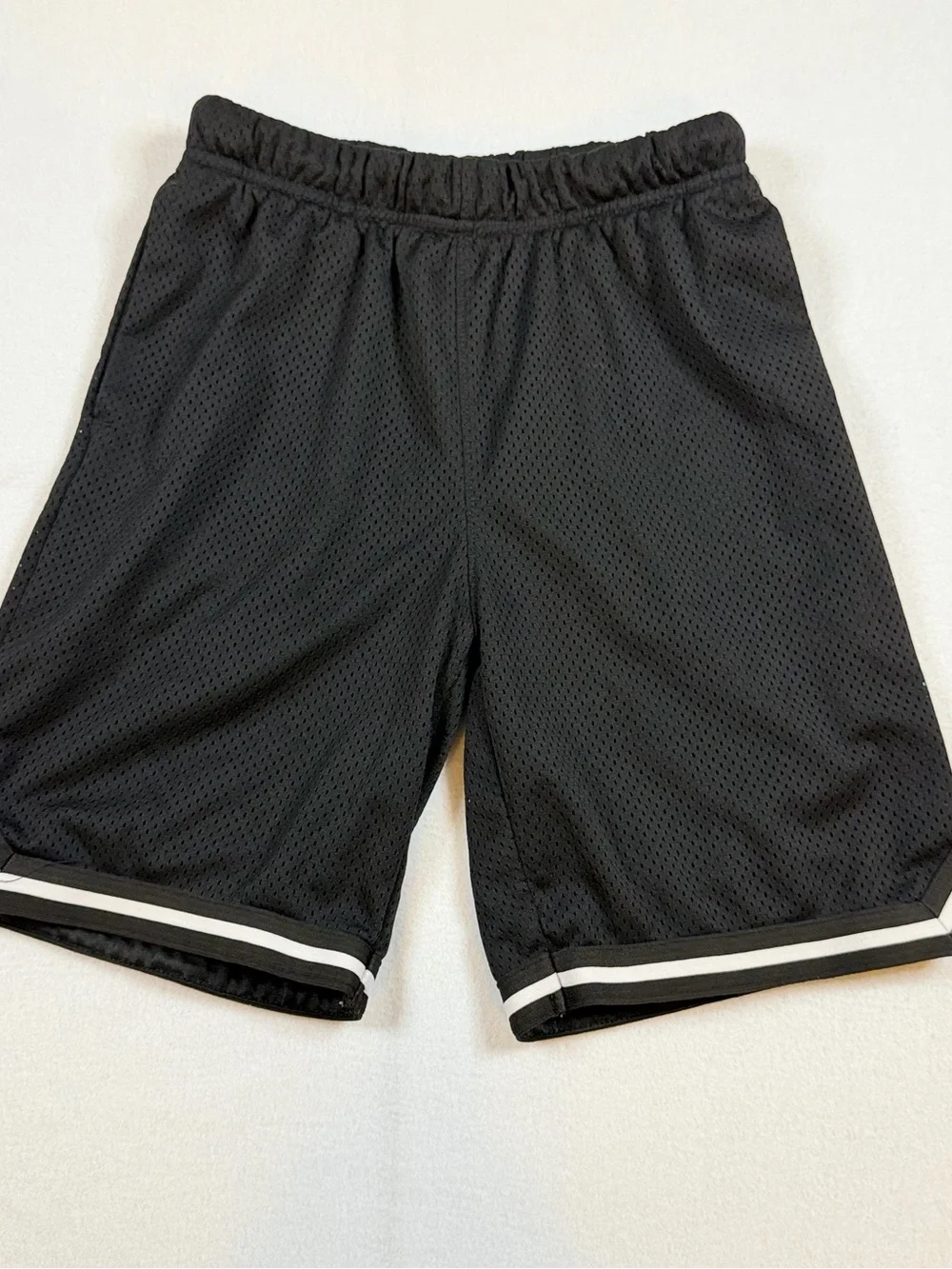 Old Navy Black Athletic Mesh Shorts with White Stripe